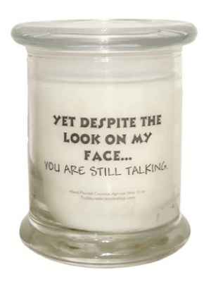Sarcastic Yet Despite the look on my face you are still talking - Turtle Creek Candle Shop